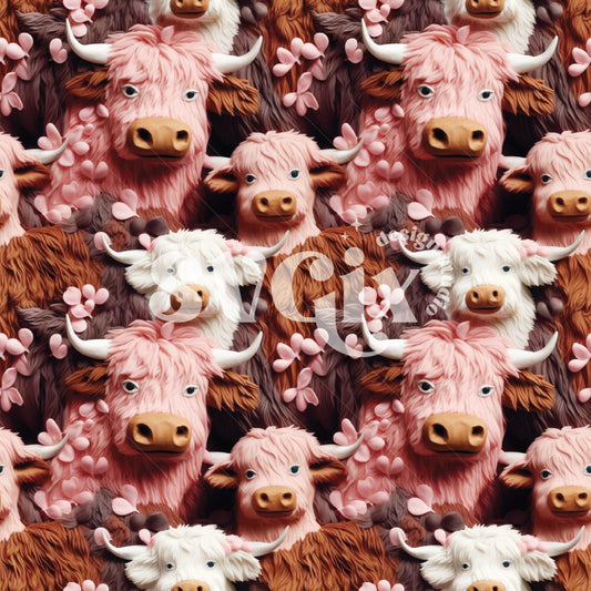 Pink Highlanders Seamless Pattern