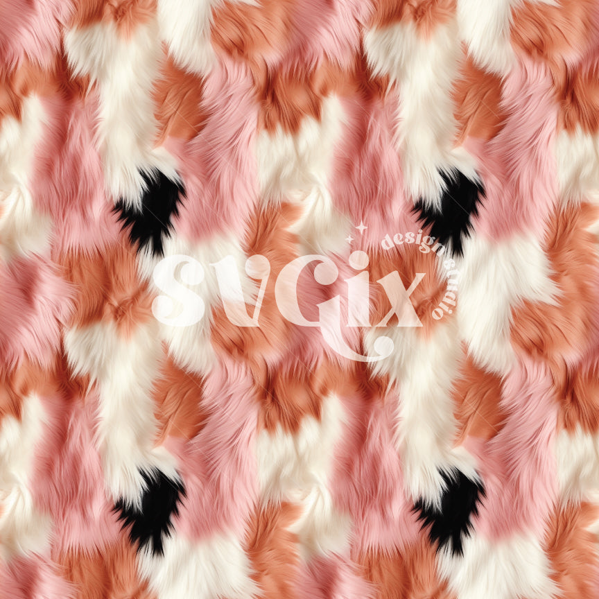 Pink Ivory Caramel Faux Cow Fur Seamless Pattern