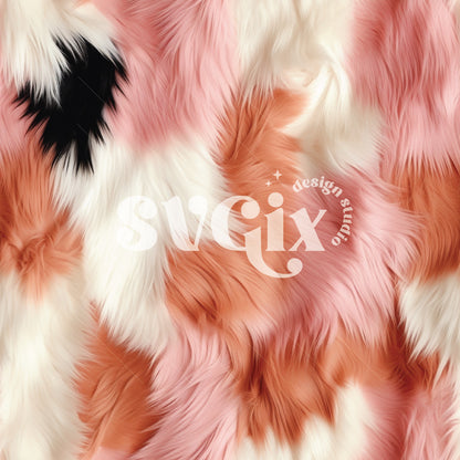 Pink Ivory Caramel Faux Cow Fur Seamless Pattern