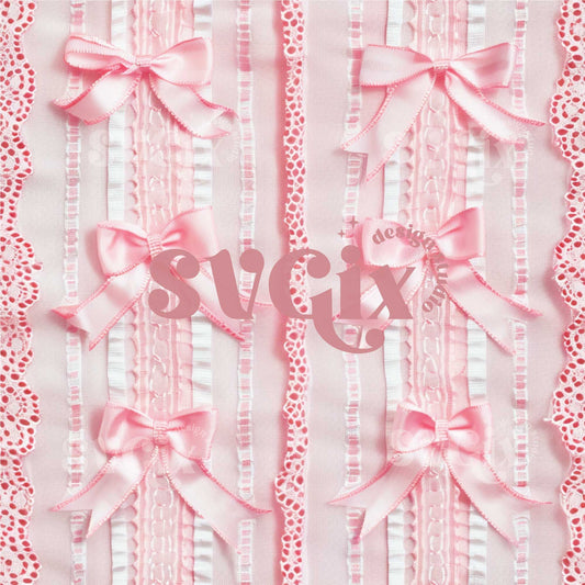 Pink Ribbons and Lace Coquette Seamless Pattern