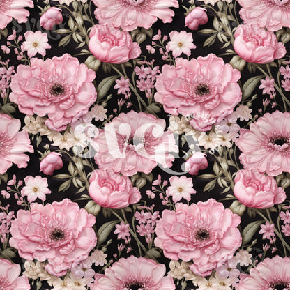 Pink Roses Embroidery Seamless Pattern