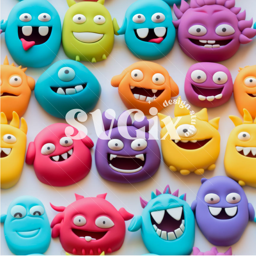 Play Dough Monsters Seamless Pattern