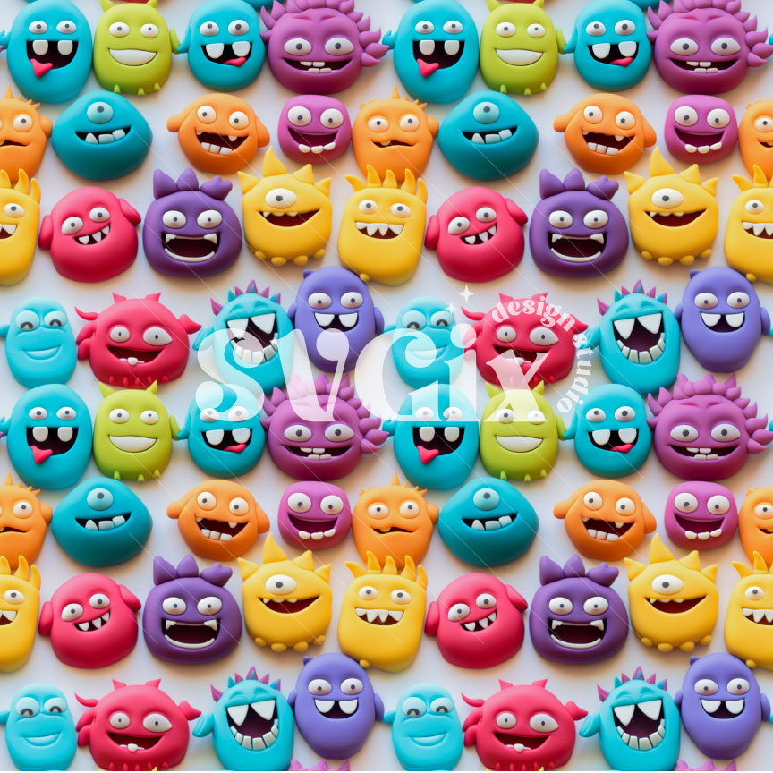 Play Dough Monsters Seamless Pattern