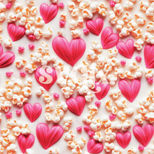 Popcorn Hearts Vday Seamless Pattern