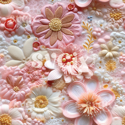 Princess Inspired Embroidery Seamless Pattern XI