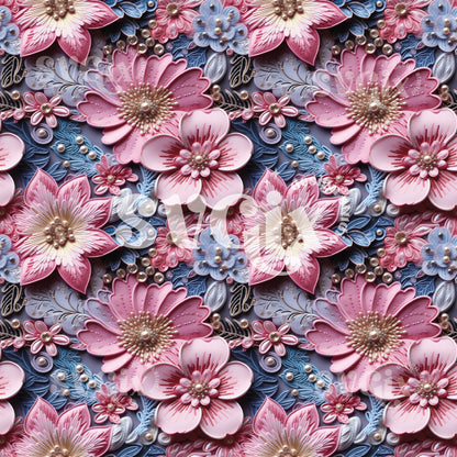 Princess Inspired Embroidery Seamless Pattern XII