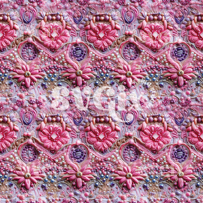 Princess Inspired Embroidery Seamless Pattern XXI