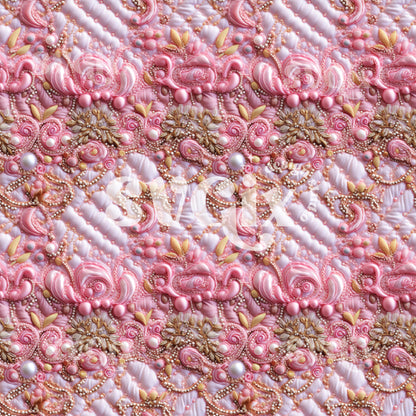 Princess Inspired Embroidery Seamless Pattern XXII