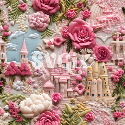 Princess Inspired Embroidery Seamless Pattern XXXIII