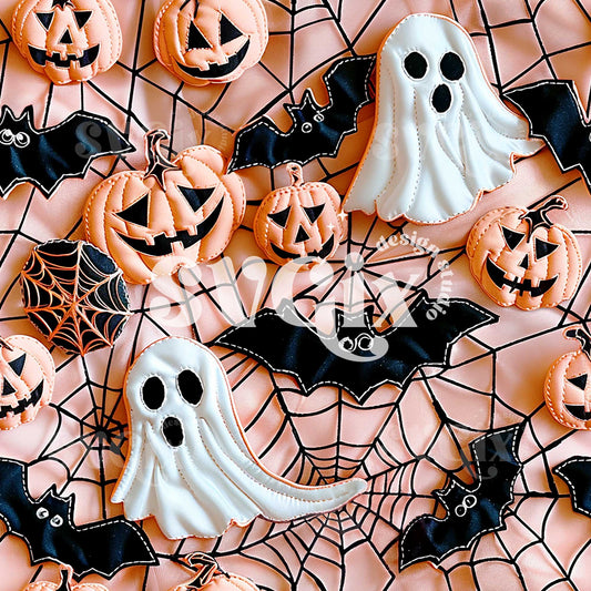 Pumpkin Patch Party - Jack-o'-Lanterns, Ghosts & Bats Seamless