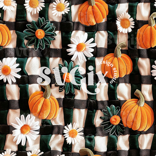 Pumpkins Gingham Seamless Pattern
