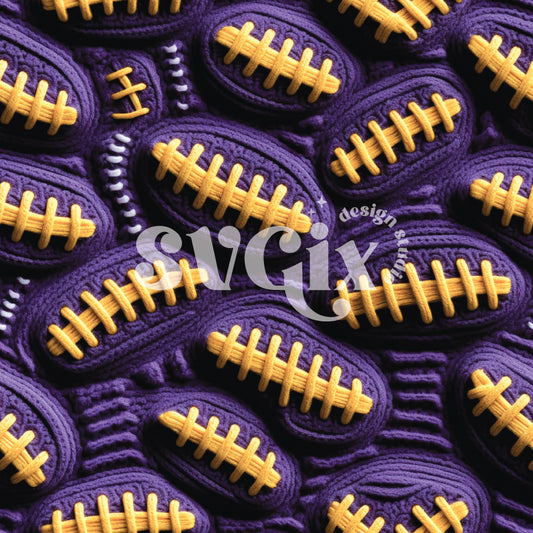 Purple Yellow American Football Seamless Pattern