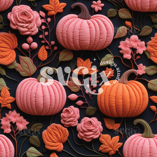 Quilt Colorful Pumpkins Embroidery Seamless Pattern - LIMITED