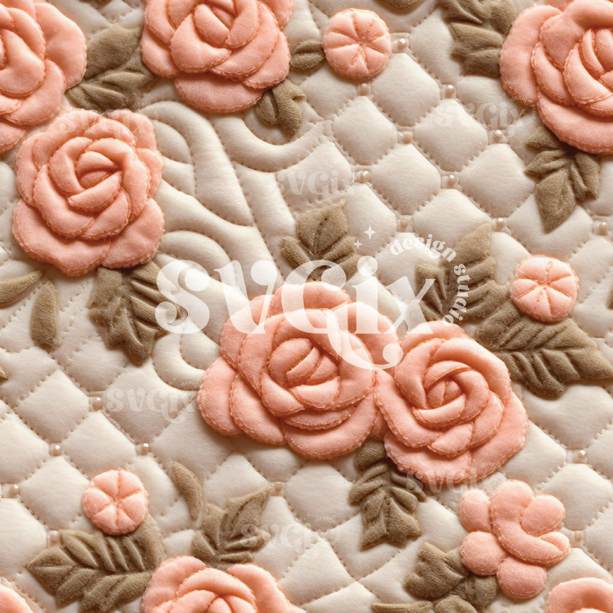 Roses Quilt Seamless Pattern