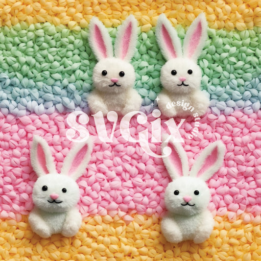 Rainbow Bunnies Seamless Pattern