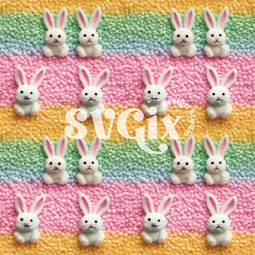 Rainbow Bunnies Seamless Pattern