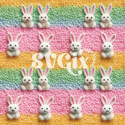 Rainbow Bunnies Seamless Pattern