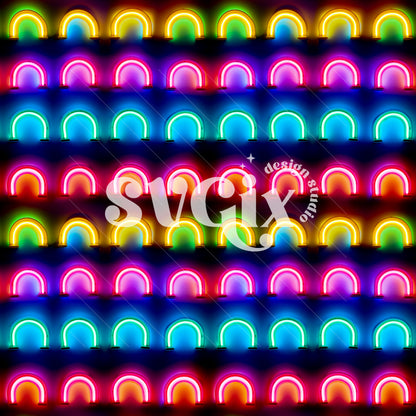 Rainbow Neon Lights Seamless Pattern