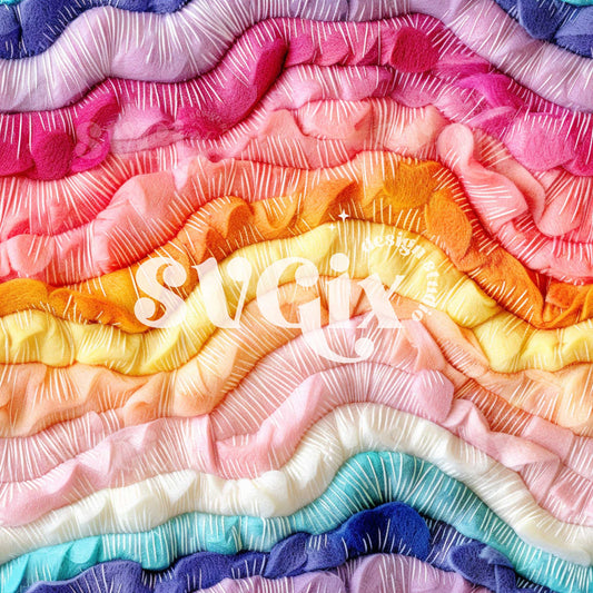 Rainbow Waves Embroidery Seamless Pattern