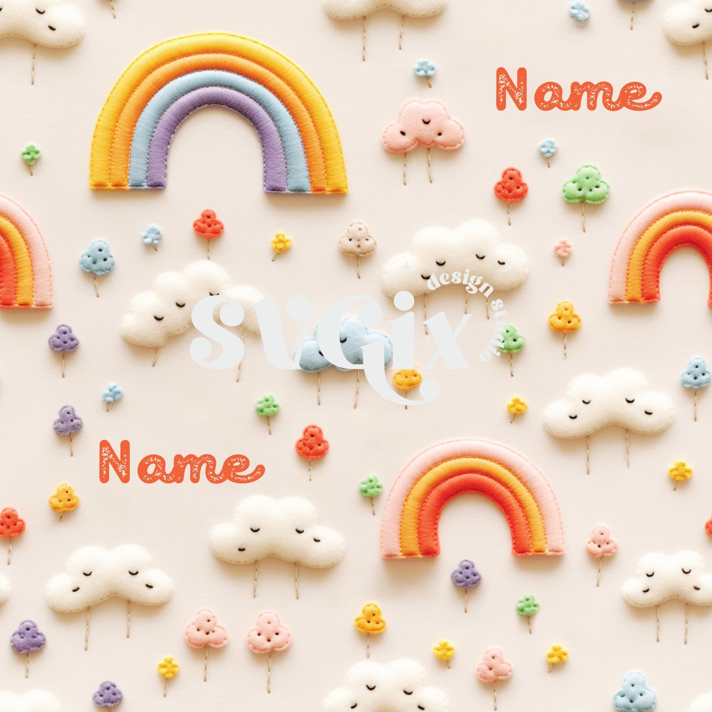 Boho Rainbows Editable Name Seamless