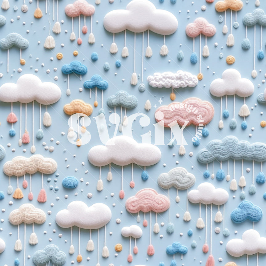 Rainy Clouds Seamless Pattern