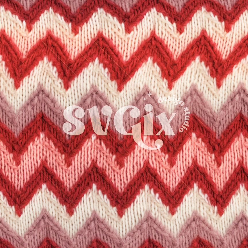 Red Zig Zag Knit Seamless Pattern