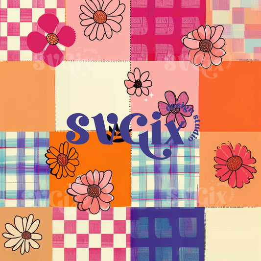Retro Floral Patchwork Seamless Pattern