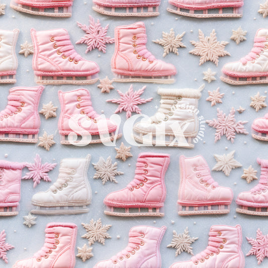 Retro Ice Skates Seamless Pattern