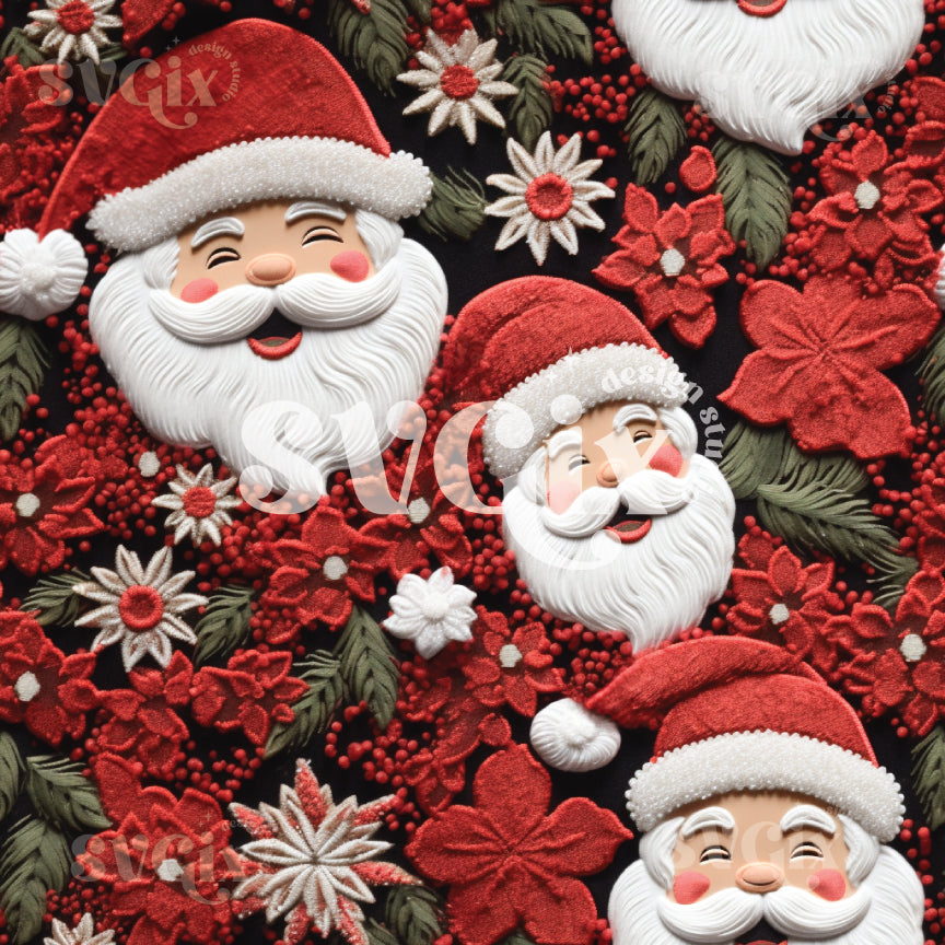 Retro Christmas Embroidery Seamless Pattern