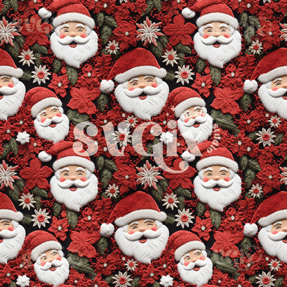 Retro Christmas Embroidery Seamless Pattern