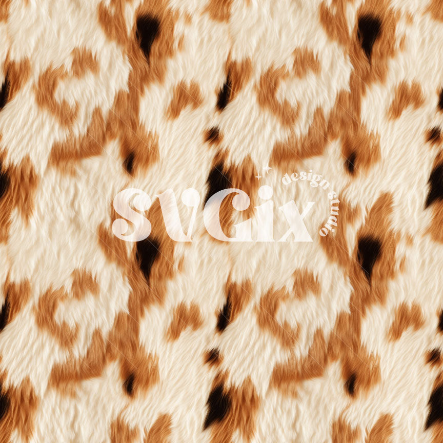 Ruddy Brown White Cow Fur Seamless Pattern