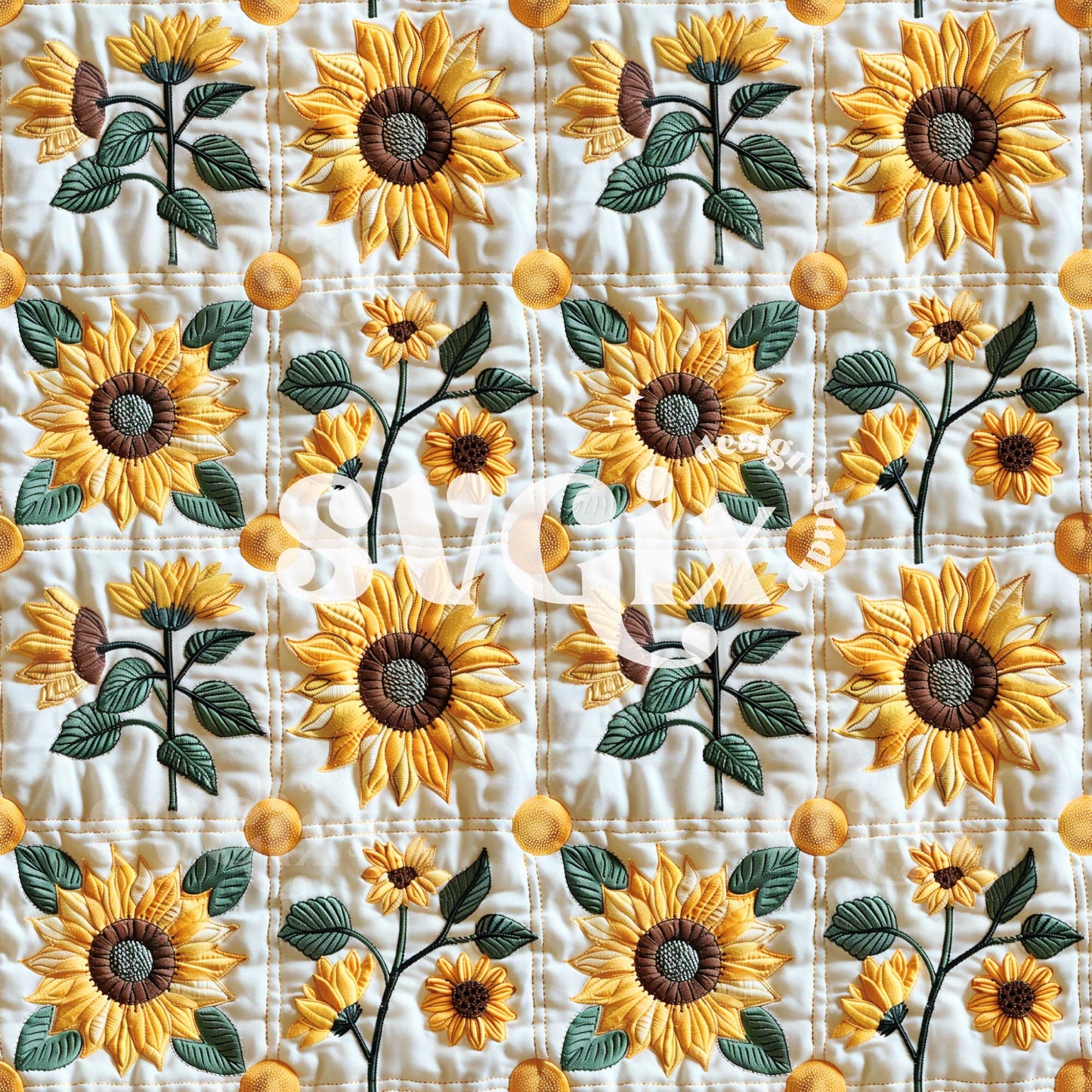 SUNNY QUILT Sunflower Quilt Seamless Pattern