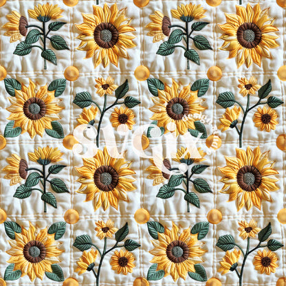 SUNNY QUILT Sunflower Quilt Seamless Pattern