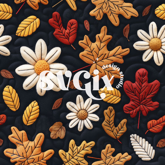 Fall Floral Embroidery Seamless by SVGix