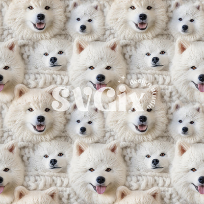 Samoyeds Knit Seamless Pattern