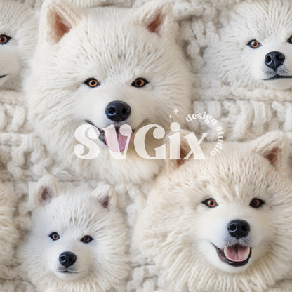 Samoyeds Knit Seamless Pattern