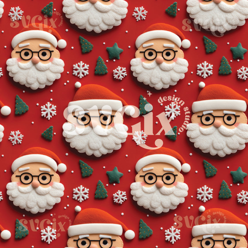 Santa Claus Felt Seamless Pattern