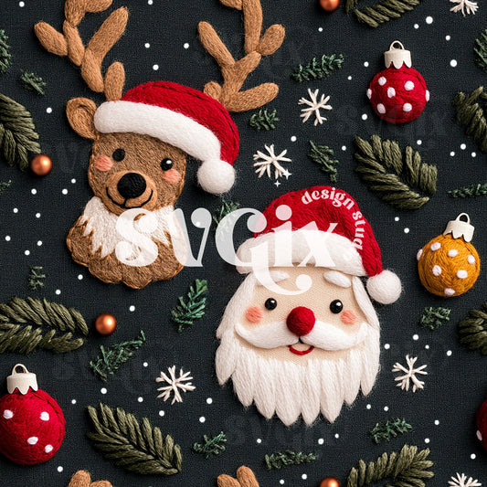 Santa Reindeer II Seamless Pattern