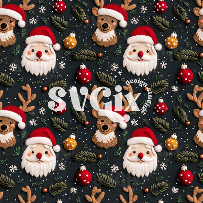 Santa Reindeer II Seamless Pattern