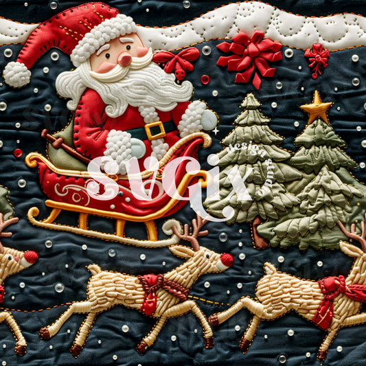 Santas Sled Seamless Pattern