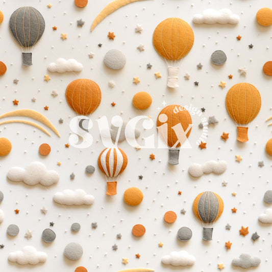 Scandinavian Inspired Air Balloons Embroidery Seamless Patttern