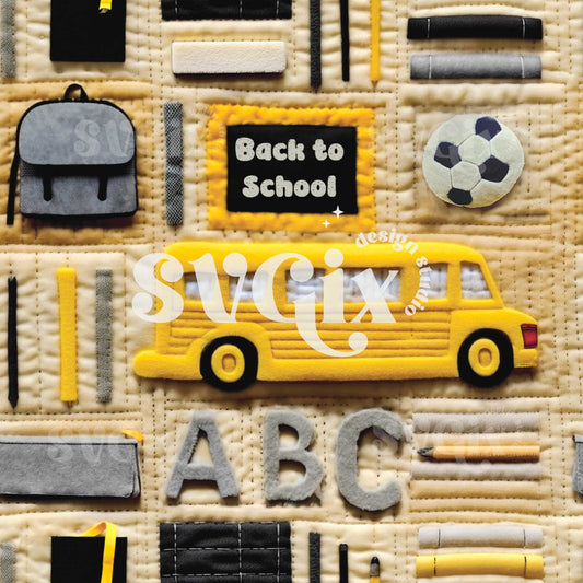 School Bus Seamless Pattern