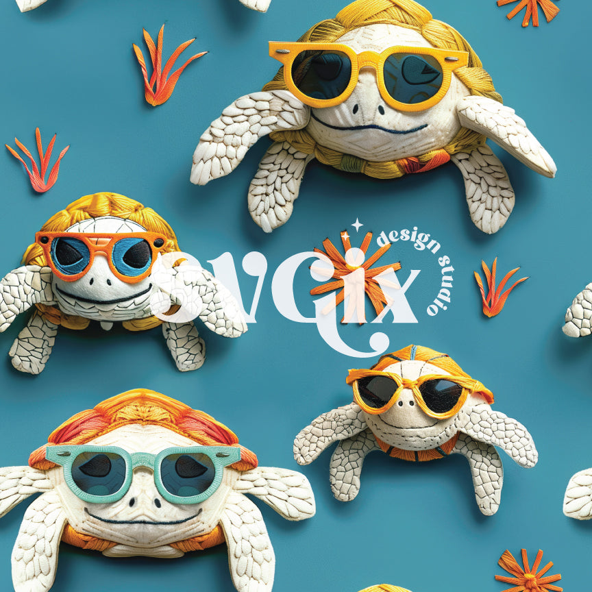 Summer Sea Turtles Seamless Pattern by SVGix