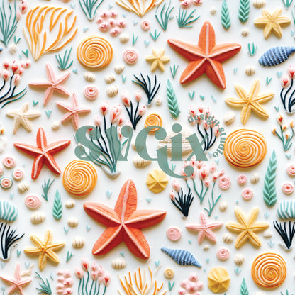 Seastars Seamless Pattern