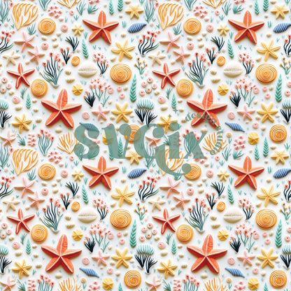 Seastars Seamless Pattern