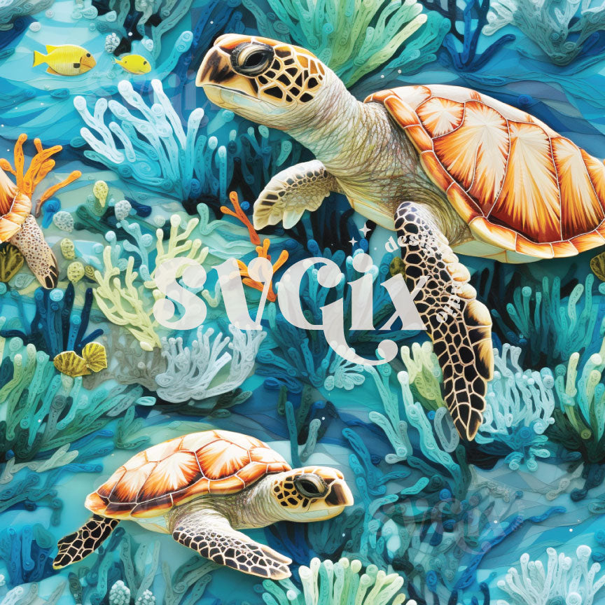 Sea Turtles Seamless Pattern by SVGix