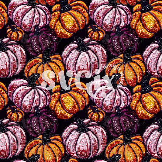 Shiny Autumn - Glittering Pumpkins Seamless Pattern