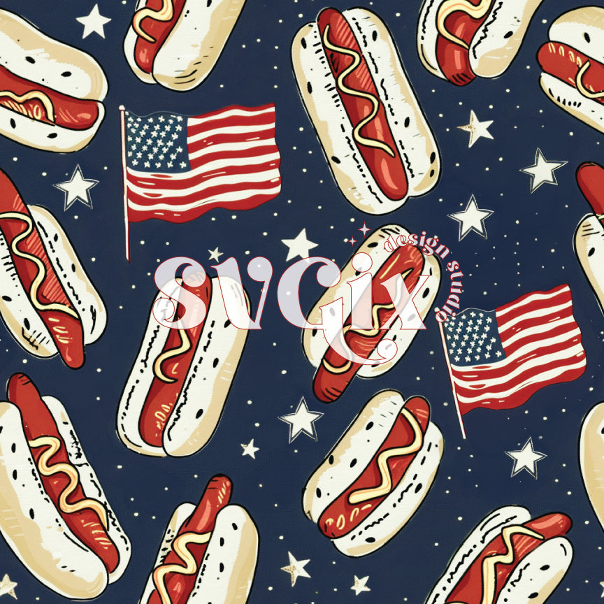 Sketchy FOJ Hot Dogs Seamless Pattern