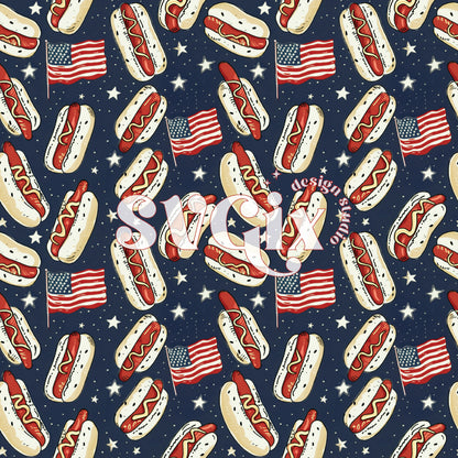 Sketchy FOJ Hot Dogs Seamless Pattern