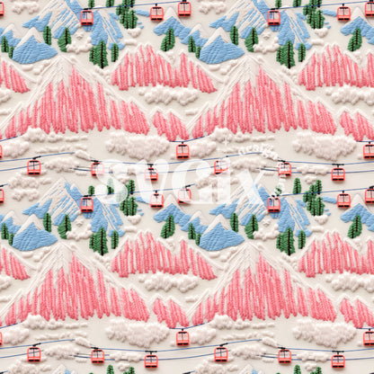 Ski Lifts Seamless Pattern